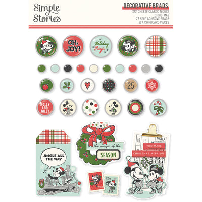 Simple Stories Classic Mouse Christmas Decorative Brads
