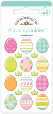 Doodlebug Design - Bunny Hop Collection - Shape Sprinkles - Colored Eggs