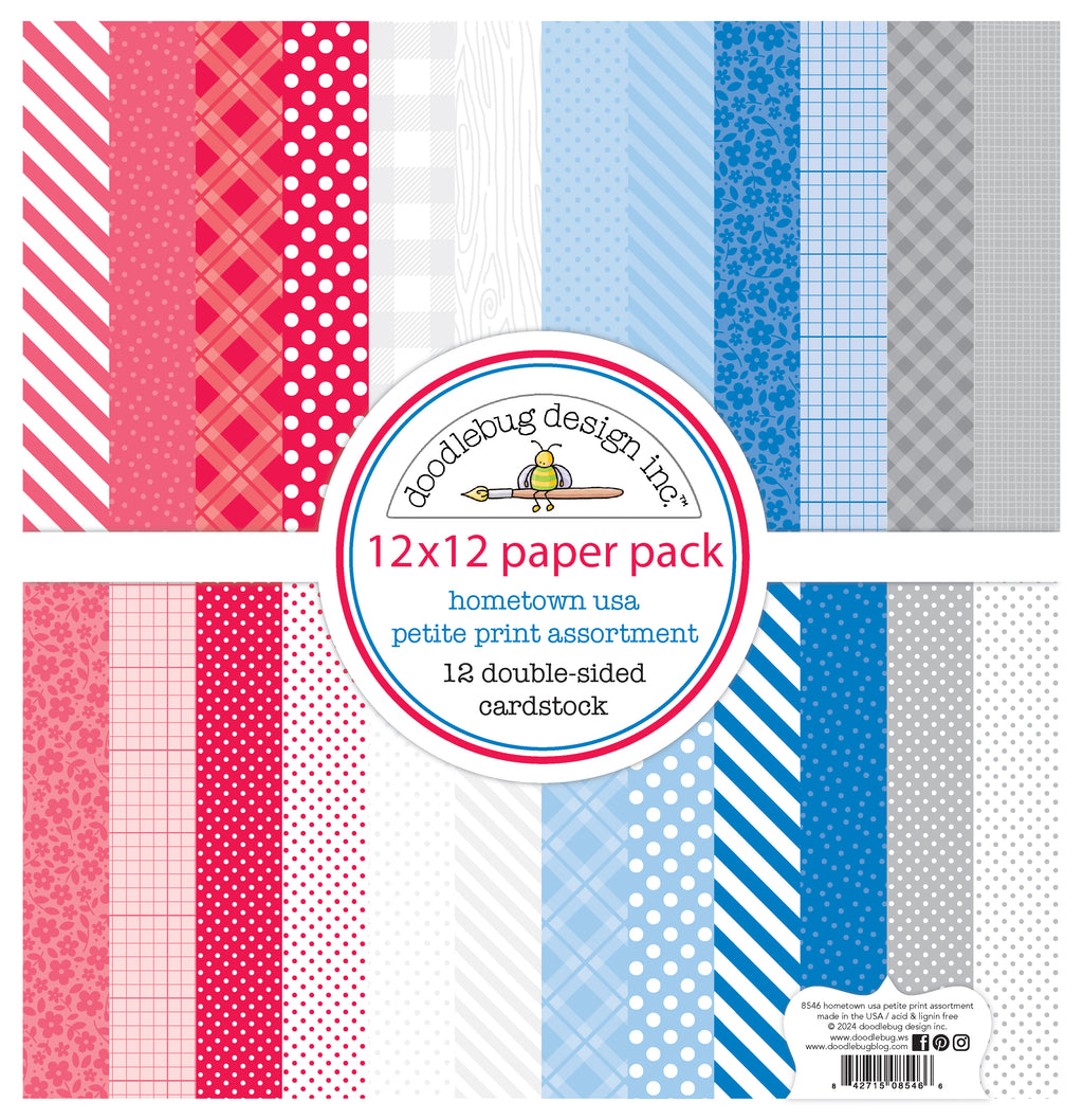 Doodlebug - Hometown USA - 12x12 Paper Pack - Petite Prints