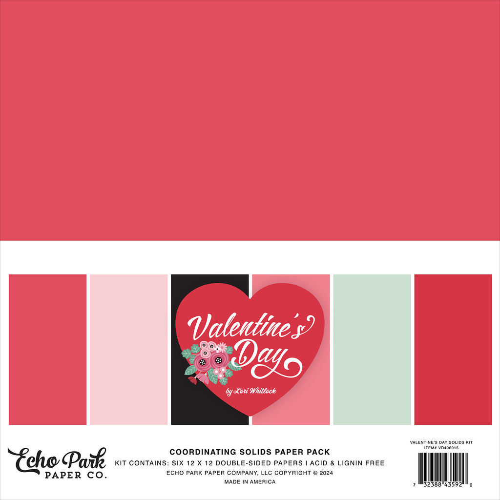 Echo Park - Valentine's Day Collection - 12 x 12 Paper Pack - Solids