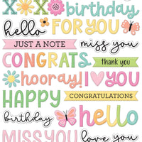 Doodlebug Design - Butterfly Kisses Collection - puffy words stickers