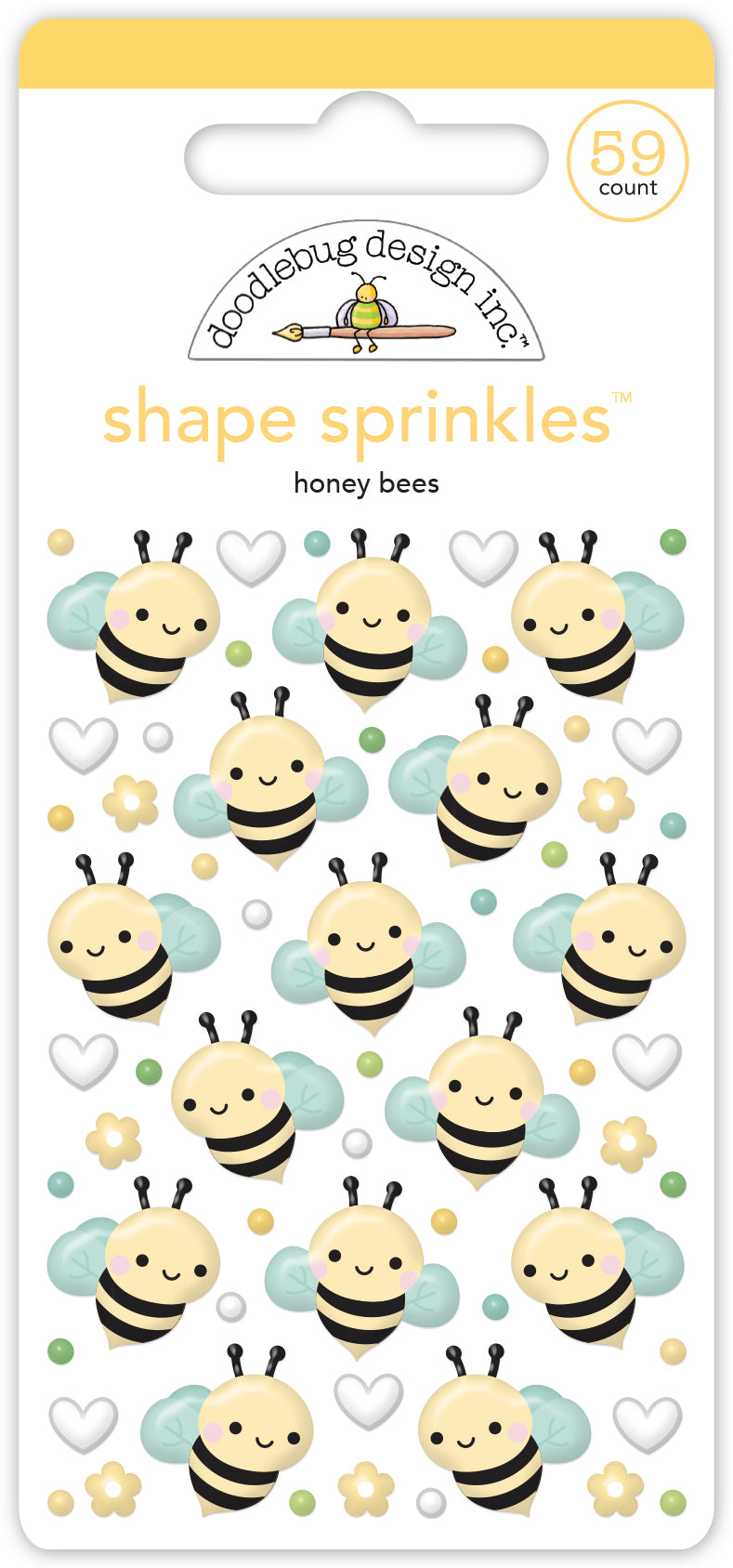 Doodlebug Design - Bee Happy Collection - honey bees shape sprinkles