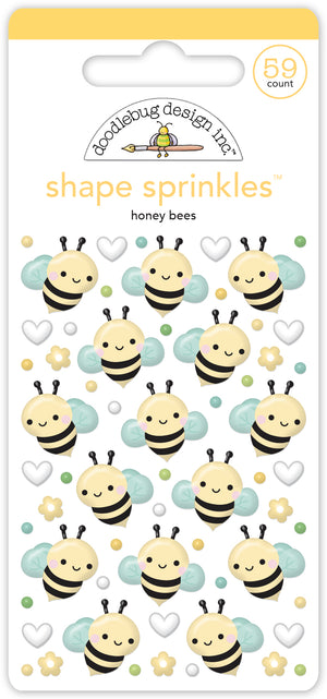 Doodlebug Design - Bee Happy Collection - honey bees shape sprinkles