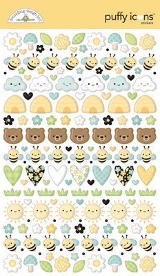Doodlebug Design - Bee Happy Collection - bee happy puffy icons stickers