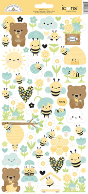 Doodlebug Design - Bee Happy Collection - bee happy icons stickers