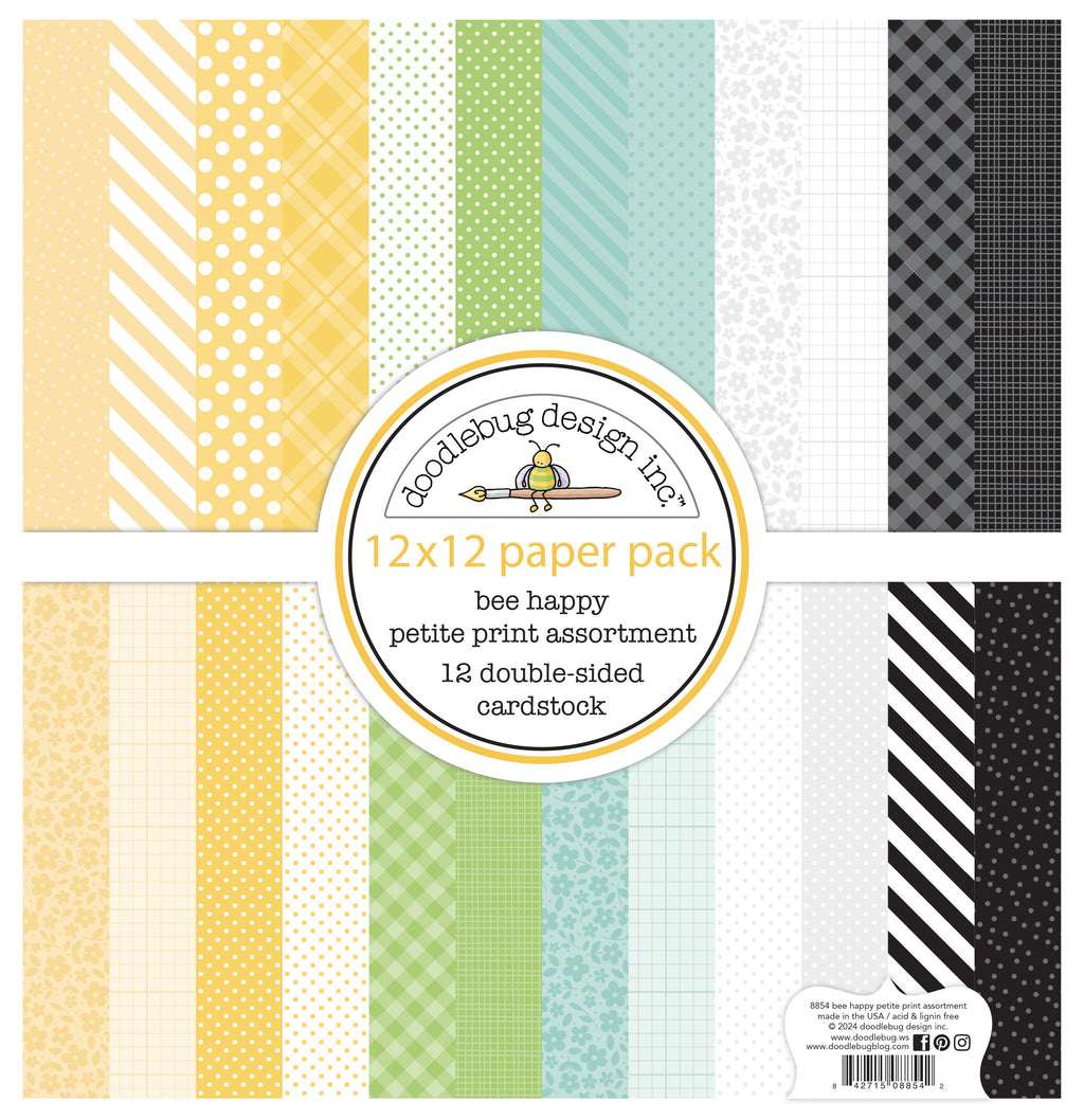 Doodlebug Design - Bee Happy Collection - bee happy petite prints assortment pack