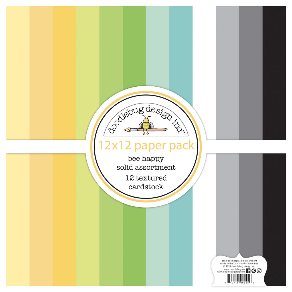 Doodlebug Design - Bee Happy Collection - bee happy textured cardstock assortment pack