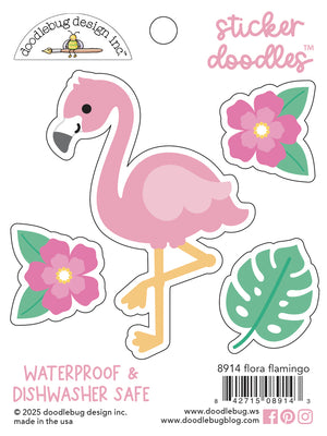 Doodlebug Design Summer Fun Flora Flamingo Sticker Doodle