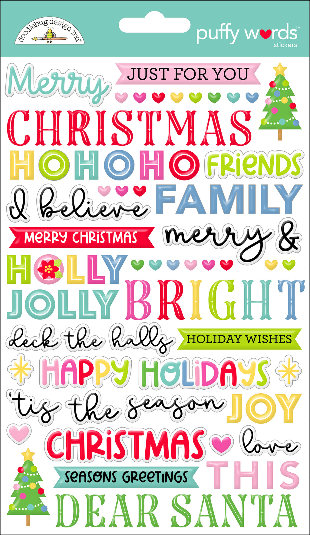 Doodlebug Design - Oh What Fun - Puffy Words Stickers