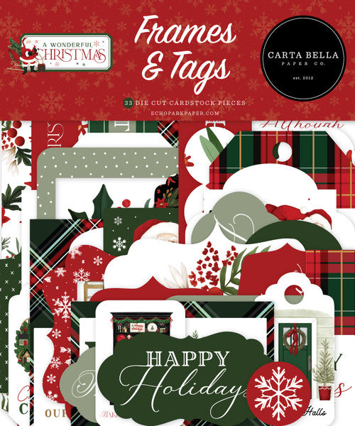 Carta Bella Paper - A Wonderful Christmas Collection - Ephemera - Frames and Tags *LAST CHANCE*