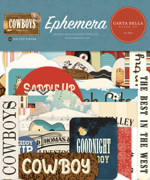 Carta Bella Paper - Cowboys Collection - Ephemera *LAST CHANCE*
