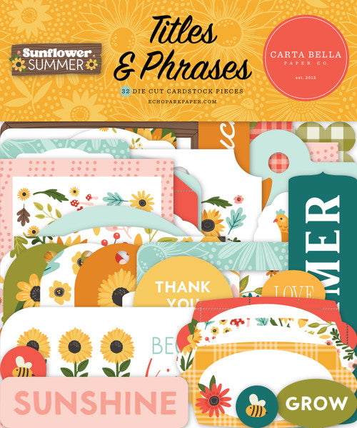 Carta Bella Paper - Sunflower Summer Collection - Ephemera - Titles And Phrases *LAST CHANCE*