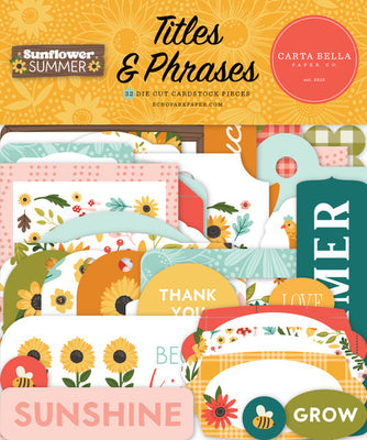 Carta Bella Paper - Sunflower Summer Collection - Ephemera - Titles And Phrases *LAST CHANCE*