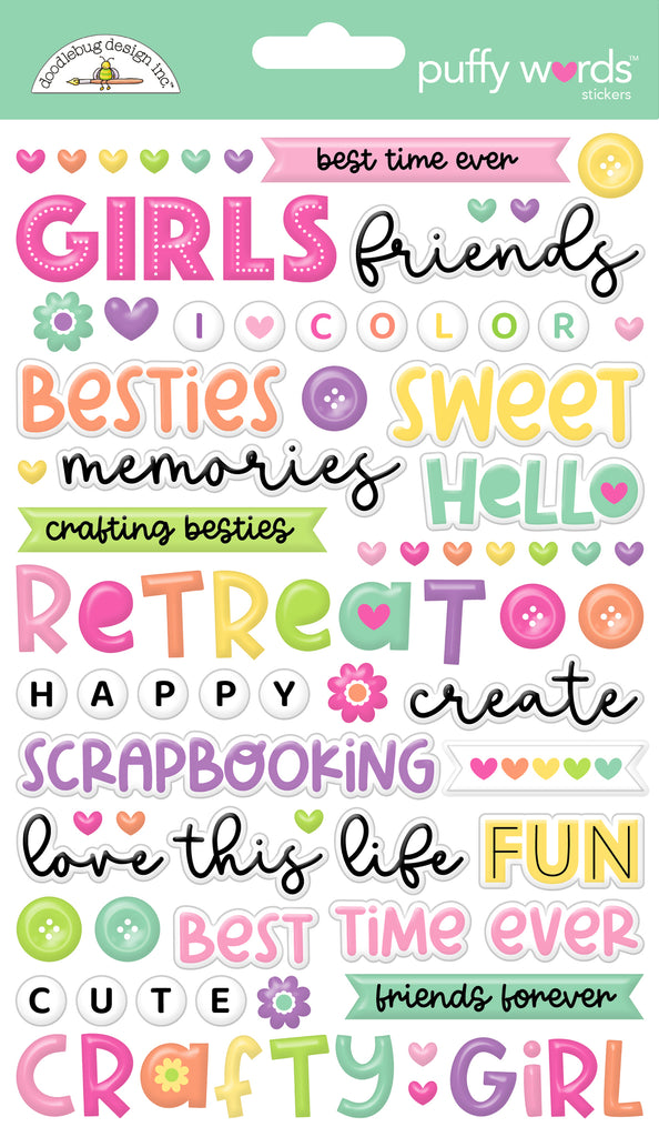 Doodlebug Design - Color Me Crafty Collection - Puffy Words Stickers ...