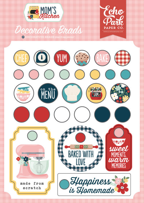 Echo Park - Mom's Kitchen Collection - Adhesive Brads