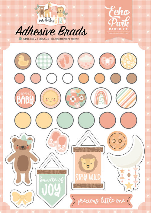 Echo Park - Our Baby Girl Collection - Stickers- Adhesive Brads *LAST CHANCE*