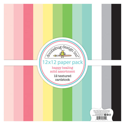 Doodlebug Design - Happy Healing Collection - 12 x 12 Paper Pack - Textured Cardstock Assortment