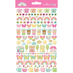 Doodlebug Design - Hello Again Collection - Puffy Icon Stickers