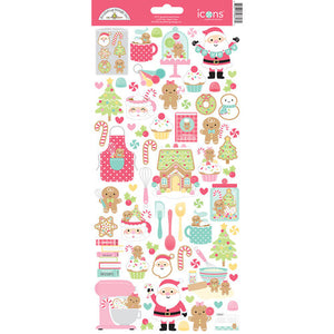 Doodlebug Design - Gingerbread Kisses Collection - Cardstock Icon Stickers