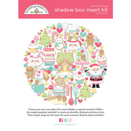 Doodlebug Design - Gingerbread Kisses Collection - Shadow Box Insert Kit
