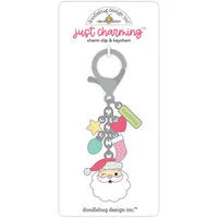 Doodlebug Design - Tinsel Time Collection - Just Charming Clip And Keychain - Jolly St. Nick