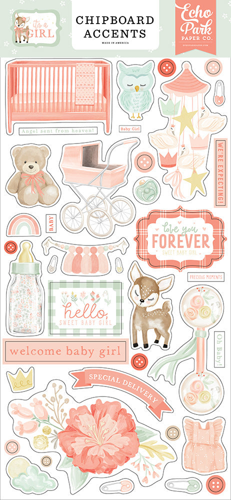 It's A Girl - Chipboard Accents - LAST CHANCE!