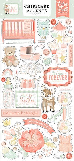 It's A Girl - Chipboard Accents - LAST CHANCE!