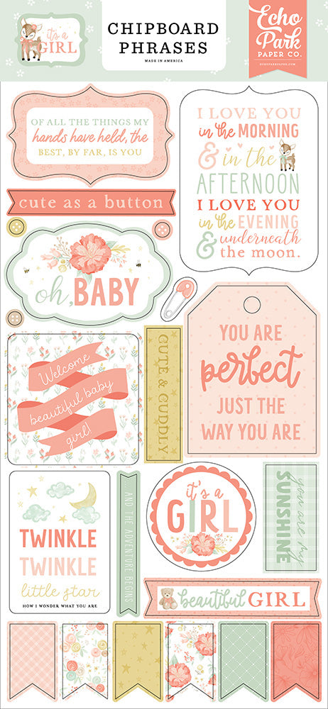 It's A Girl - Chipboard Phrases - LAST CHANCE!