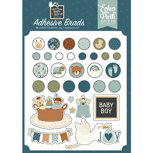 Echo Park - Special Delivery Baby Boy Collection - Adhesive Brads