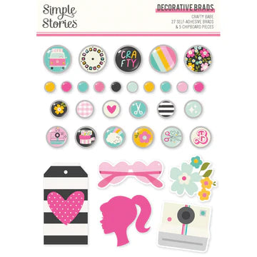 Simple Stories - Crafty Babe Collection - Self Adhesive Decorative Brads
