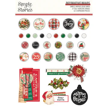 Simple Stories -Simple Vintage- Dear Santa Decorative Brads *LAST CHANCE*