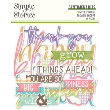 Simple Stories - Simple Vintage Flower Shoppe Collection - Ephemera - Sentiment Bits *LAST CHANCE*