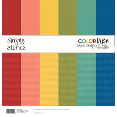 Simple Stories - Color Vibe 12x12 Textured Cardstock - Bolds
