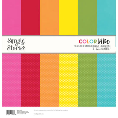 Simple Stories - Color Vibe 12x12 Textured Cardstock - Brights