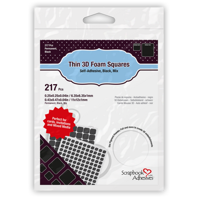 Scrapbook Adhesives - THIN 3D Foam Squares - BLACK - Mixed Size