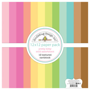 Doodlebug - Pretty Kitty - Textured Cardstock Paper Pack