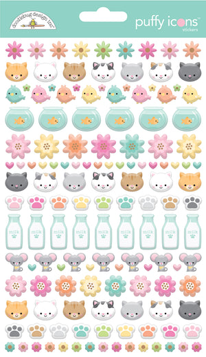 Doodlebug - Pretty Kitty - Puffy Icon Stickers - * NEW *
