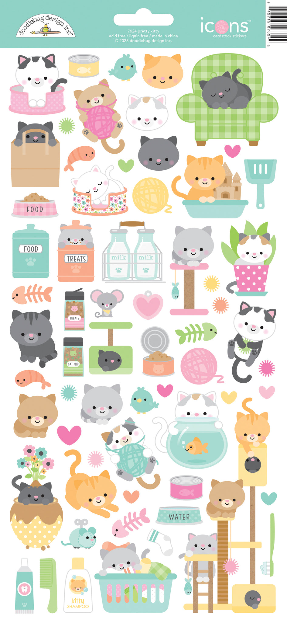 Doodlebug - Pretty Kitty - Icon Stickers - * NEW *