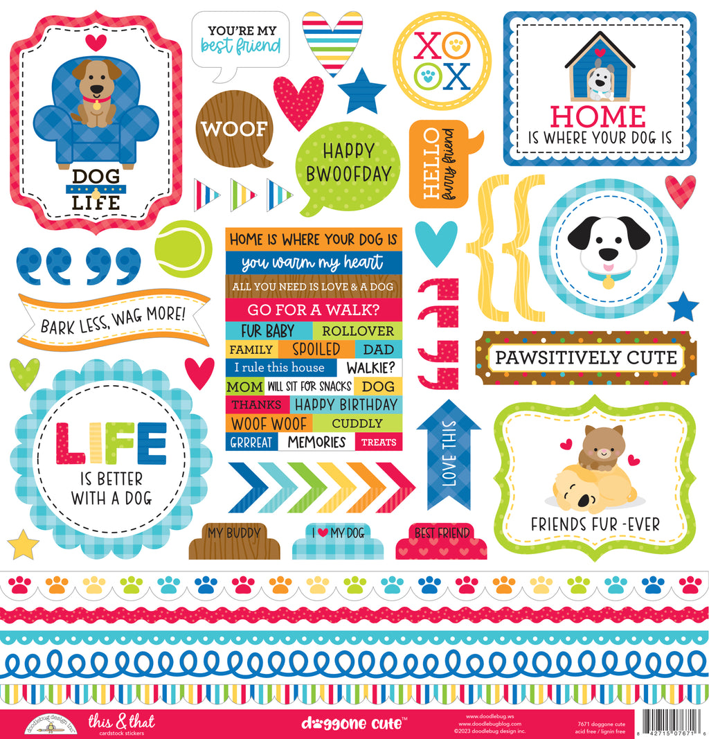 Doodlebug - Doggone Cute - This and That Sticker Sheet - * NEW *