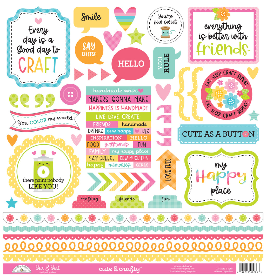 Doodlebug - Cute & Crafty - 12x12 This & That Stickers