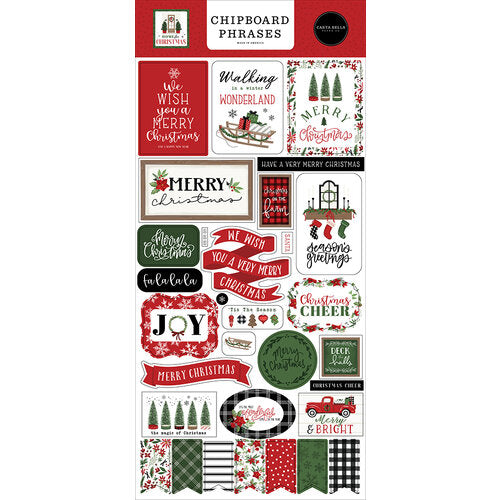 Carta Bella - Home For Christmas Chipboard Phrases - LAST CHANCE!