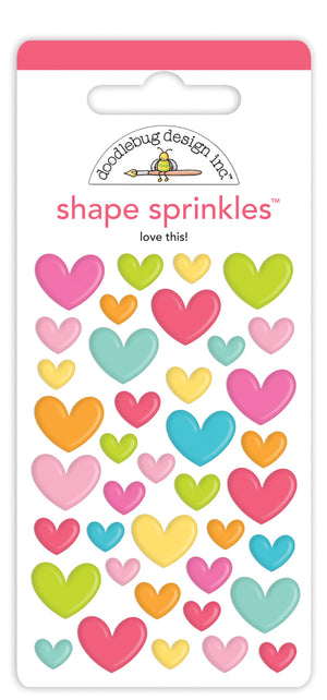 Doodlebug - Cute & Crafty - Love This! Shape Sprinkles