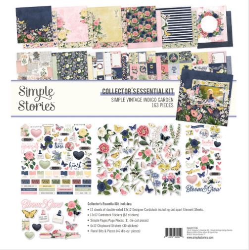 Simple Vintage Indigo Garden Layered Stickers 12/Pkg- - 810079982424