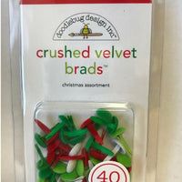 Doodlebug - Crushed Velvet Brads - Christmas Assortment